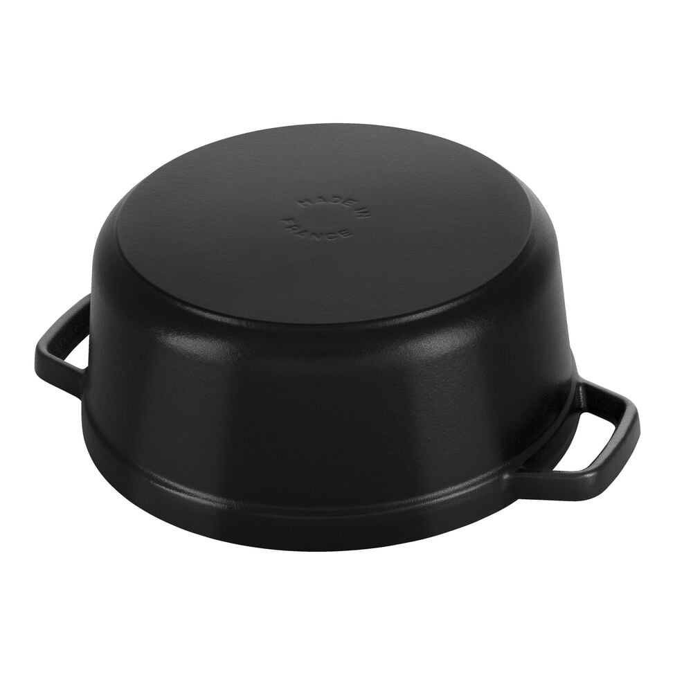 STAUB ピコ・ココット 22 cm, ラウンド, ブラック, 鋳鉄 ストウブ 鋳物ホーロー鍋 ピコ・ココット 22 cm, ラウンド, ブラック